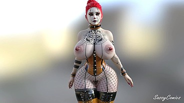 sassyComics -The Joker's Girlfriend naked and crazy catwalk