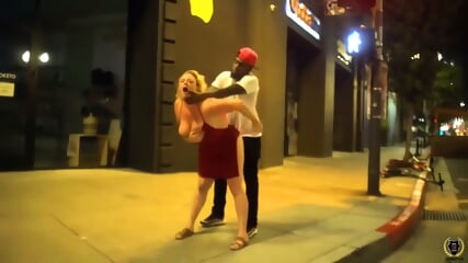 Public park playtime with a hot redhead