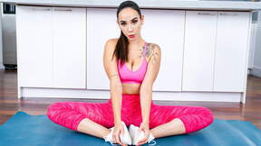 Kitchen quickie on a yoga mat sporty Girlfriend