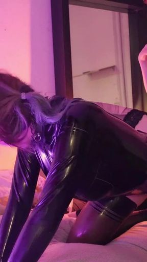 The latex sex doll suck and fucked by mistress   Clip 1