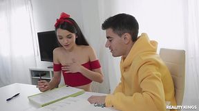 Young step-sis Ohana Petite decided to ride her step-bro's dick instead of doing her homework
