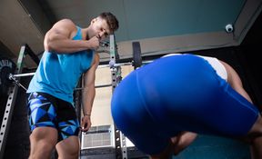 Twisted gym sex scene with two horny hunks