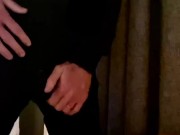 Late night office desk wank at home while wife next door. 4K