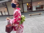 着物姿の女子大生と京都でとびっこいたずらデート！着物を着たまま中出しハメ撮りSEX ♡RYO&YUU♡素人カップル/歳の差/10代/美少女/スタイル抜群/パイパン/スマホ撮影/リアル/KIMONO