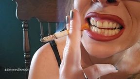 Smokers yellow teeth close up and Smoking ASMR