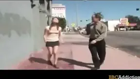 Slim chick takes BBC up her skinny backside