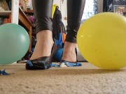 Leather Pants and Black Heels Balloon Bursting