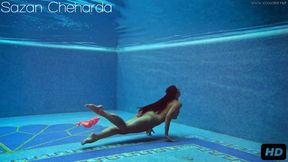 Hungarian naked Sazan Cheharda swimming teasing