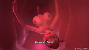 Tiny Trans Babe Licks and Fucks Huge Busty Trans in Animated 3D Porn
