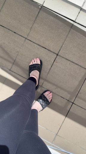 Feet in Flip-flops and Walking in Flip-flops