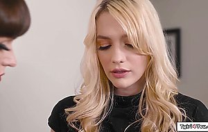 Trans boss Natalie Mars licks and fucks her assistants pussy