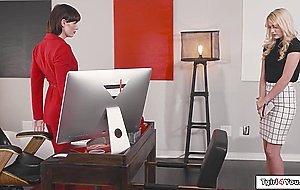 Trans boss Natalie Mars licks and fucks her assistants pussy
