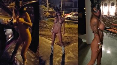 Russian slut gets fucked raw in the heart of the night city under neon lights