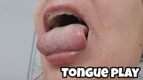 Tongue & Mouth Play Close Up - Long Tongue Wiggling Chubby Girl