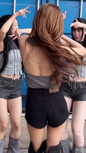 Girls in black shorts dancing