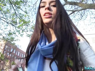 Public Agent - striking Brunette hair with curly cunt Rides me like avid and drinks my milk