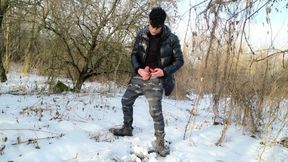 Trying Air Pulses Clitoris Stimulator on My Cock Outdoor