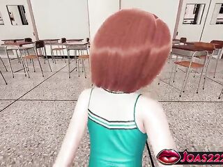 Leila the Sexy Cheerleader in CG Animation - Experience Doggy position Bang, Missionary on Desk Leading to Wetness, Anal Screw Finished With Cum Inside A Lot Of Semen