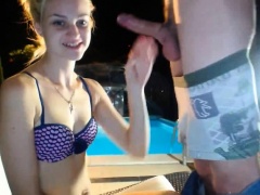 Teen amateur group outdoor group bang and get cumshot