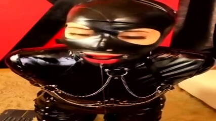 Latex Slavegirl Ring Gagged And Drooling