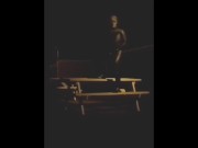 Halloween skeleton frogman outside at night