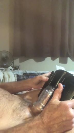 Using my new cock juck of machine