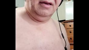 Older chubby guy loves pumping his super-sensitive nipples