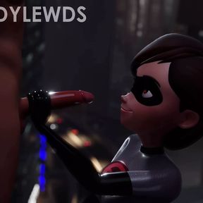 Helen Parr Rooftop Handjob (Grey Suit)