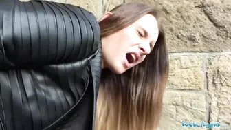 Pantyless Teen Takes Stranger's Big Cock for Cash in Public Outdoor Fuck