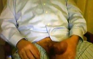 Dad big cock cums on shirt