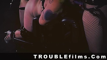 Bratty BBW Gets Strap On Fucked By Two Lesbian FemDoms