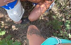 Fucked a stranger with my stepsister in the forest