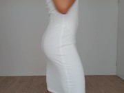 Sissy in see through dress trying on some Panties
