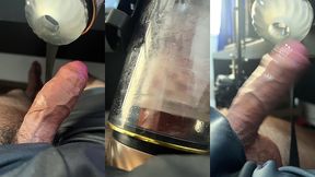 using an automatic masturbator on my cock while i m working