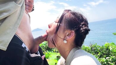 Beautiful Japanese girl's sloppy deepthroat provoking squirting mess