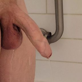 Soft To Hard Showering Big Uncut Cock