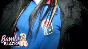 Teen black dollie deep throats and gets creampied