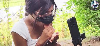 Outdoor Public Park Dildo Blowjob