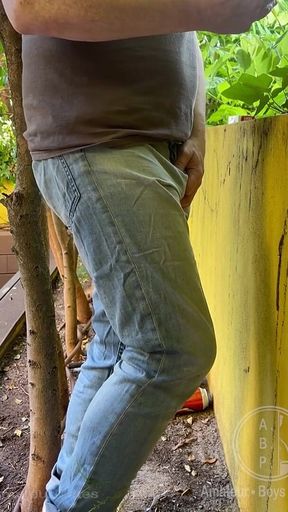 Guy Is Desperate to Pee and Tries to Hide From His Friend but Wets His Pants