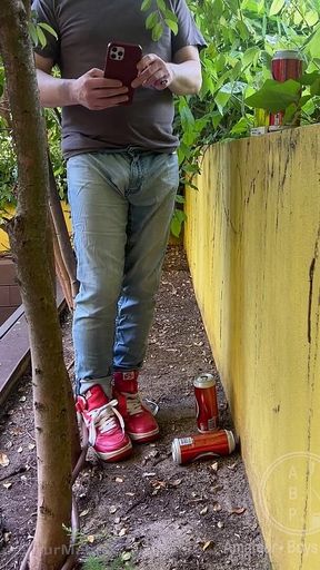 Guy Is Desperate to Pee and Tries to Hide From His Friend but Wets His Pants