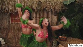 Lucky Dude Stranded In Island And Fuck Two Shemale