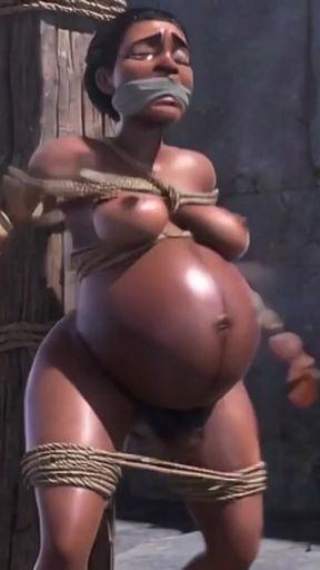 Pregnant African Slave in Bondage - Desperate for More Cum & Breeding
