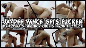 jaydee vance gets fucked by oosha’s big cock on his favorite couch