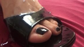 High Heel Sandals and PVC Leggings Cum