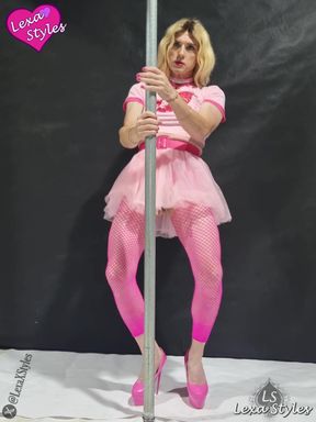 Pretty pink pole dancing sissy.