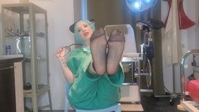 Bizarre clinic: the nurse's sweaty nylon feet