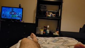 Solo cock play with cum shot