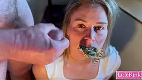 Dollar Bills Stuffed in Her Wet Pussy, Handjob & Facial