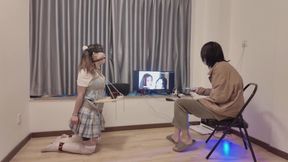 Hs021-an Asian Girl in School Uniform Was Disciplined