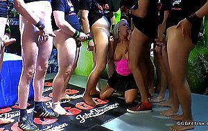 Banging cumshots and bukkakes on two wet sluts